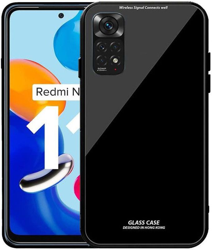 Yebhi Online Back Cover for Xiaomi Redmi Note 11 |Premium Quality Glass| Stunning Look| Slim Fit  (Black, Grip Case, Pack of: 1)