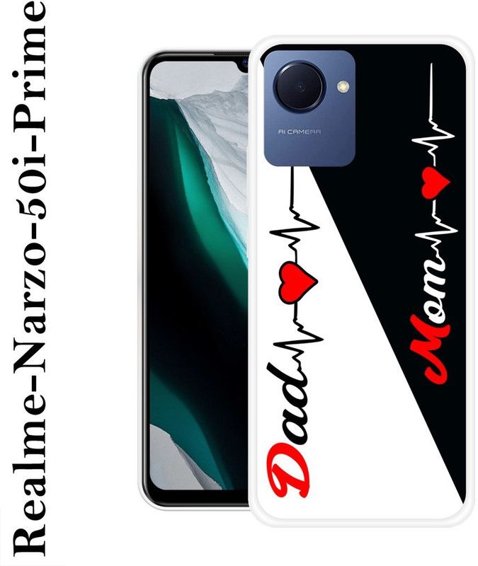 JATLAND Back Cover for Realme Narzo 50i Prime  (Black, White, Grip Case, Silicon)
