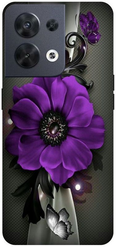 Wall Art Back Cover for OPPO RENO 8 (5G) Rose, Purple, Colored Printed  (Multicolor, Dual Protection, Pack of: 1)