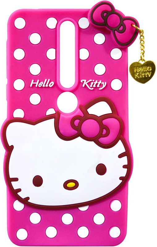 COVERBLACK Back Cover for Kitty Nokia 6.1  (Pink, Waterproof, Silicon, Pack of: 1)