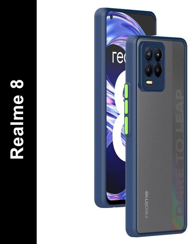 Lilliput Back Cover for Realme 8  (Blue, Camera Bump Protector, Pack of: 1)