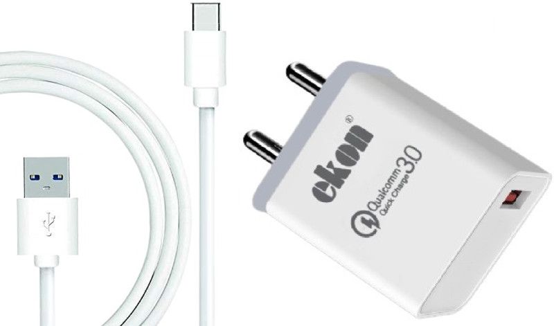 Ekon NA 3 A Mobile 18W 18 Watt Qualcomm Quick Charge 3.0 Charger Type C Compatible with Infinix Charger with Detachable Cable  (White, Cable Included)
