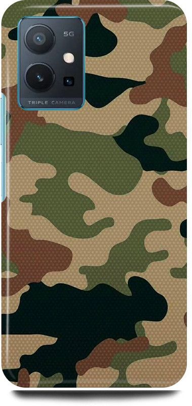 play fast Back Cover for Vivo y75 5G, V2142 INDIAN, ARMY, TEXTURE, DRESS  (Khaki, Hard Case, Pack of: 1)