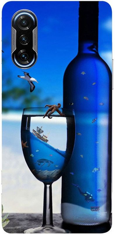 Golden Mask Back Cover for Sky Hawk Back Cover For Redmi Poco F3 GT Blue Champagne  (Multicolor, Waterproof, Silicon)