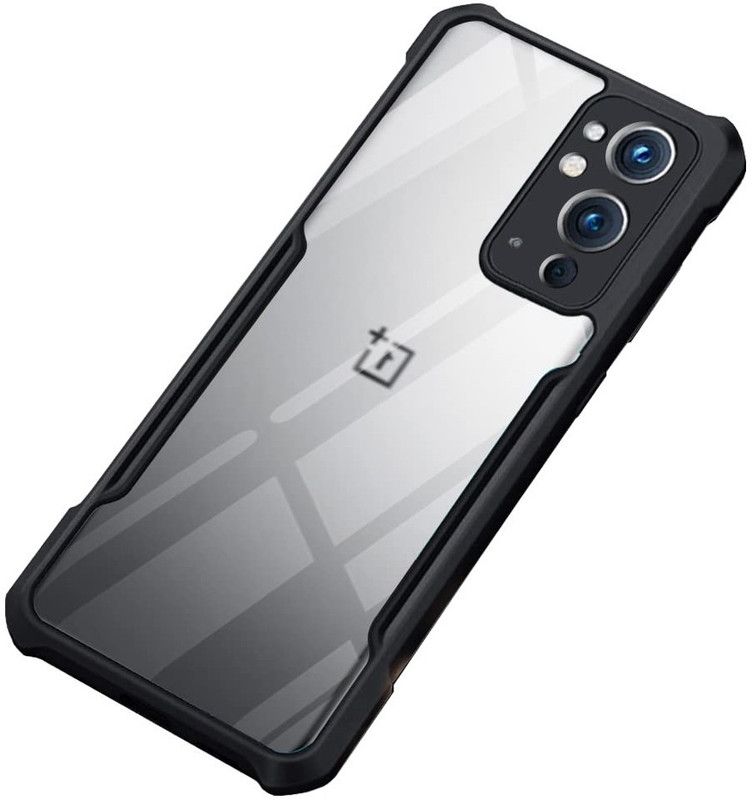 Phone Back Cover Back Cover for OnePlus 9RT 5G  (Black, Transparent, Grip Case, Pack of: 1)