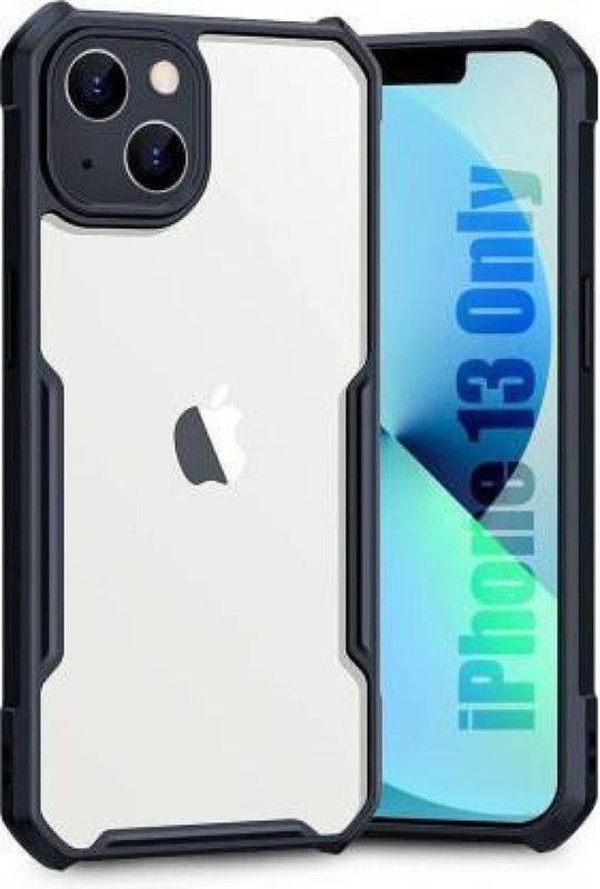 Juberous Back Cover for Apple iPhone 13  (Black, Transparent, Shock Proof)