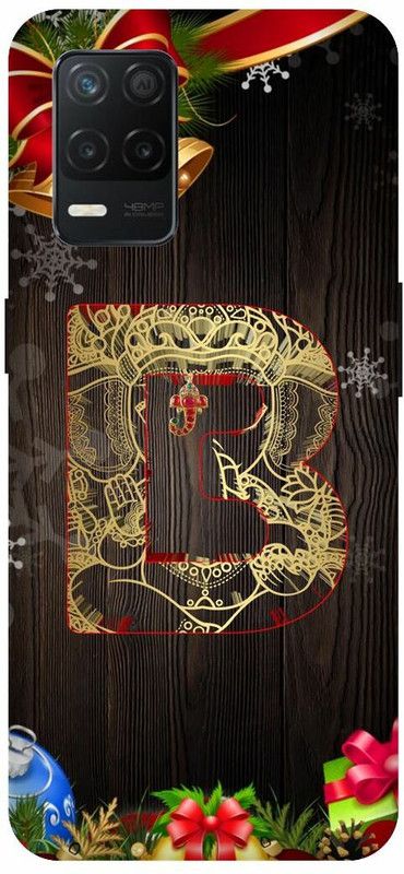 SAVETREE Back Cover for Realme 9 5G, RMX3388, B, ALPHABET B, B LETTER, B NAME  (Gold, Dual Protection, Pack of: 1)