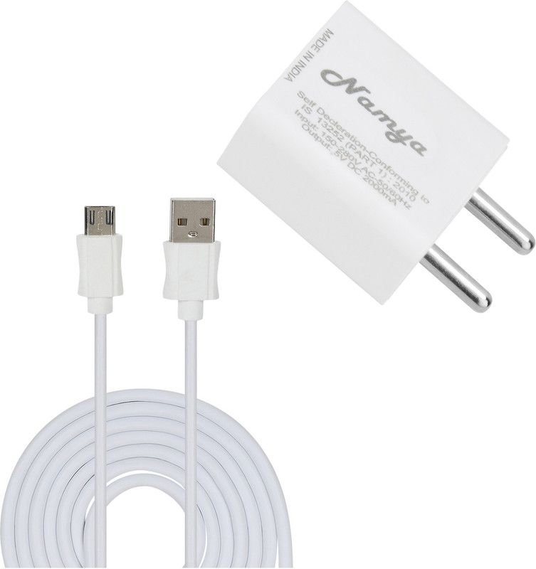 NAMYA 5 W NA 1 A Mobile FAST CHARGER & SYNC/ data cable for O__PO M3 Charger with Detachable Cable  (White)