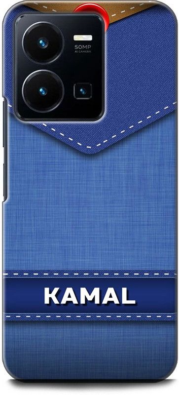 WallCraft Back Cover for Vivo Y35, V2205 KAMAL NAME, K LETTER, BLUE, JEANS, ALPHABET, DESIGN  (Multicolor, Dual Protection, Pack of: 1)