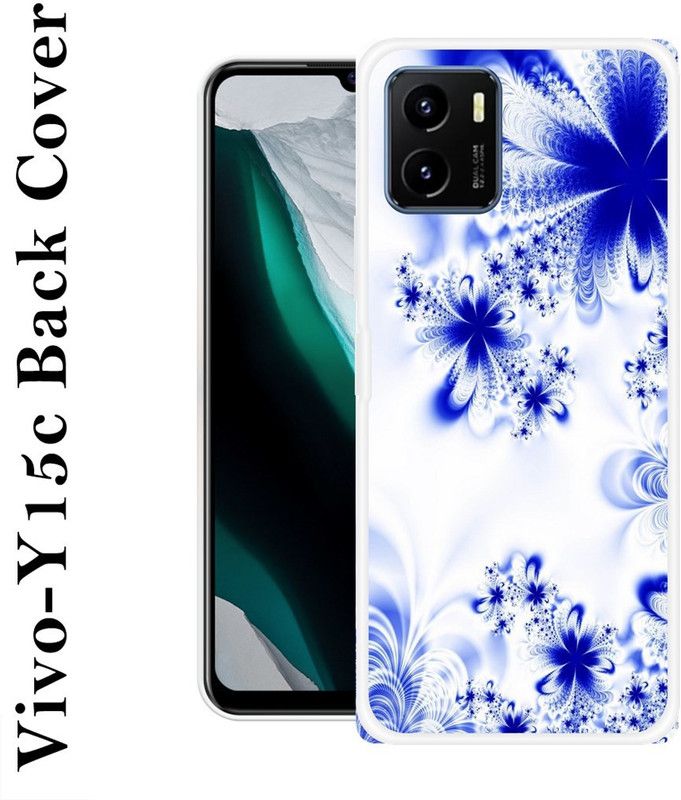BAGRA Back Cover for Vivo Y15c  (Blue, White, Grip Case, Silicon, Pack of: 1)