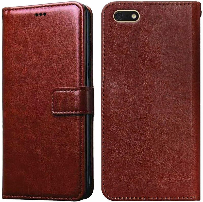 ANAND BR Flip Cover for Honor 7S  (Brown, Cases with Holder)