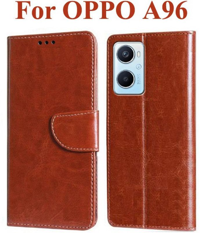 Krumholz Flip Cover for OPPO A96  (Brown, Dual Protection, Pack of: 1)