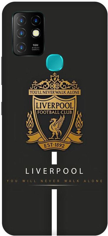FIKORA Back Cover for Infinix Hot 10, X682B, LIVERPOOL SLOGAN, LOGO, FOOTBALL, YOUWILLNEVERWALKALONE  (Grey, Hard Case, Pack of: 1)
