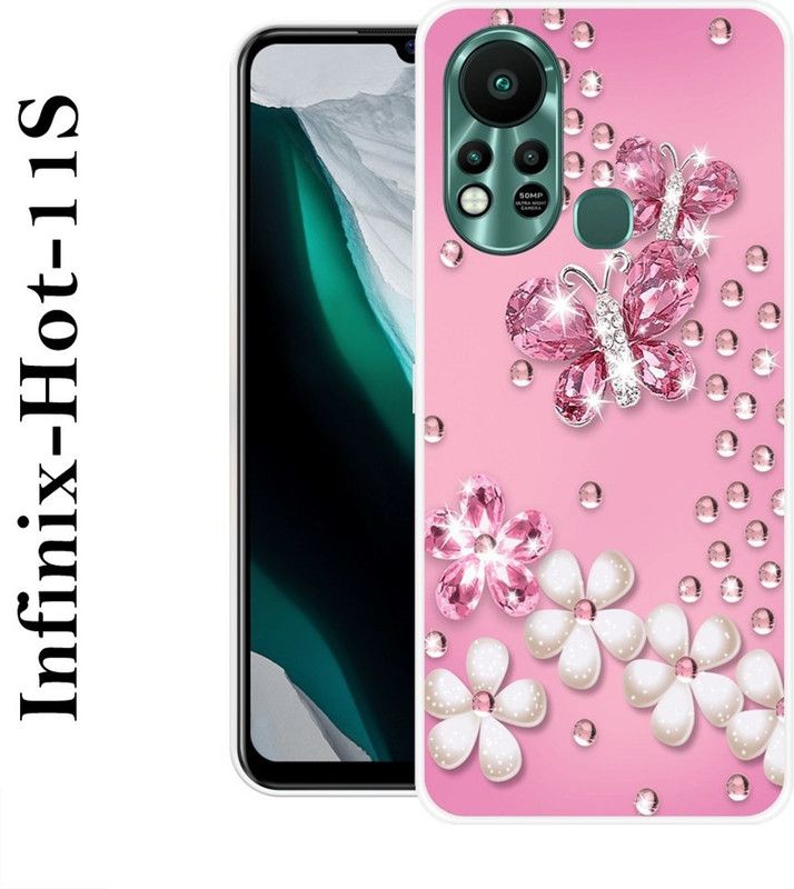 Sswastik Back Cover for Infinix Hot 11s  (Pink, Beige, Grip Case, Silicon)