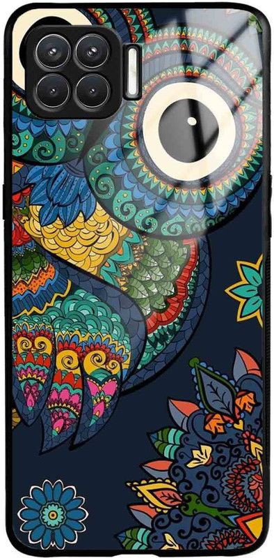 NDCOM Back Cover for OPPO F17 PRO Owl Art Printed Glass Case  (Multicolor, Grip Case, Pack of: 1)