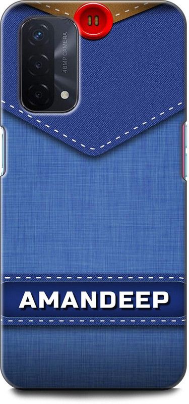 WallCraft Back Cover for OPPO A74 5G, CPH2263 AMANDEEP NAME, A, LETTER, BLUE, JEANS, ALPHABET, DESIGN  (Multicolor, Dual Protection, Pack of: 1)