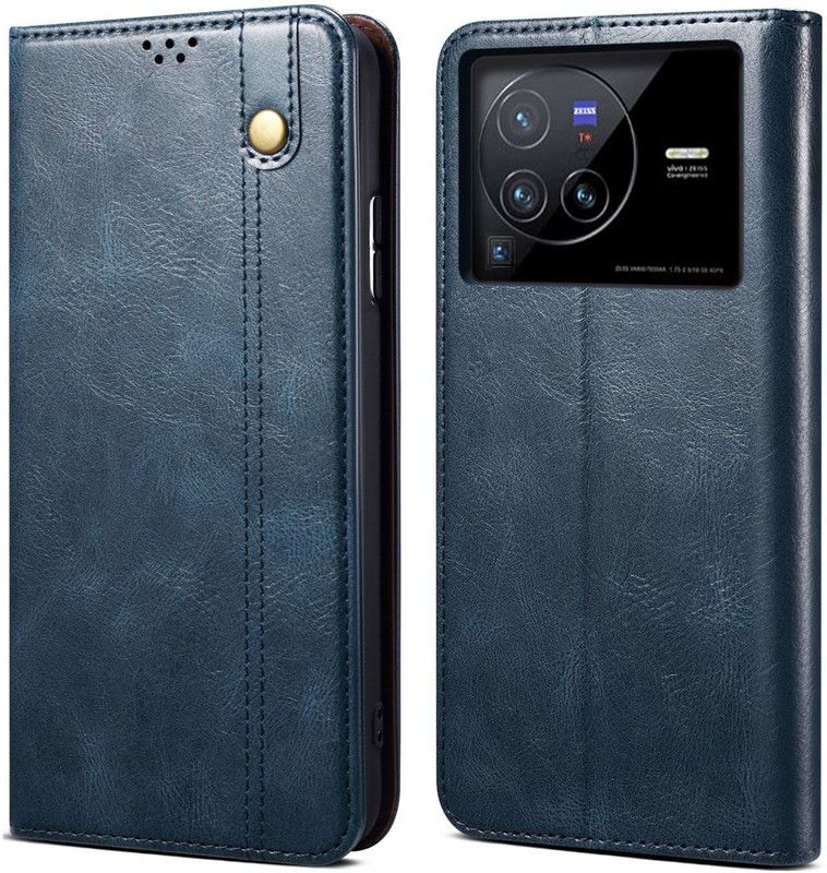 Pirum Flip Cover for Vivo X80 PRO  (Blue, Magnetic Case, Pack of: 1)