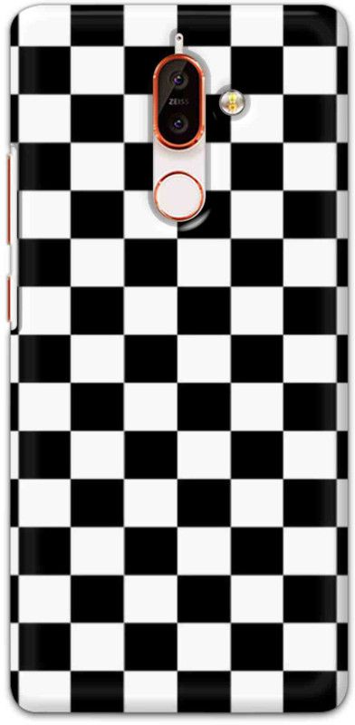 NDCOM Back Cover for Nokia 7 Plus Black And White Color Blocks Printed  (Multicolor, Hard Case, Pack of: 1)