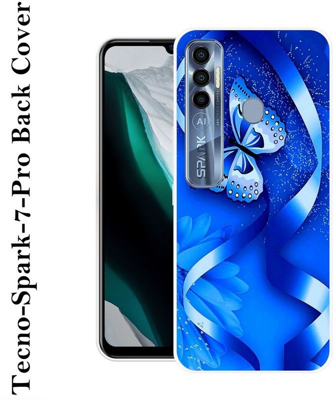 SHIVKUDI Back Cover for Tecno Spark 7 Pro  (Blue, Grip Case, Silicon)