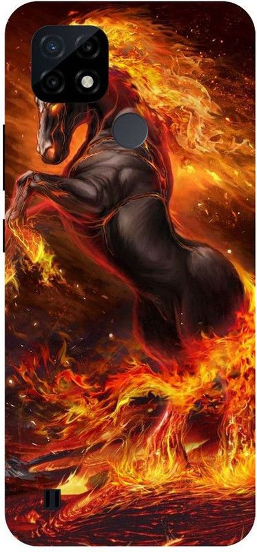 Wall Art Back Cover for Realme C25Y Flame Horse, Fire Horse  (Multicolor, Dual Protection)