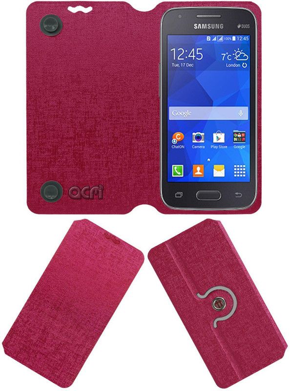 ACM Flip Cover for Samsung Galaxy S Duos 3 Sm-G313hu  (Pink, Cases with Holder, Pack of: 1)