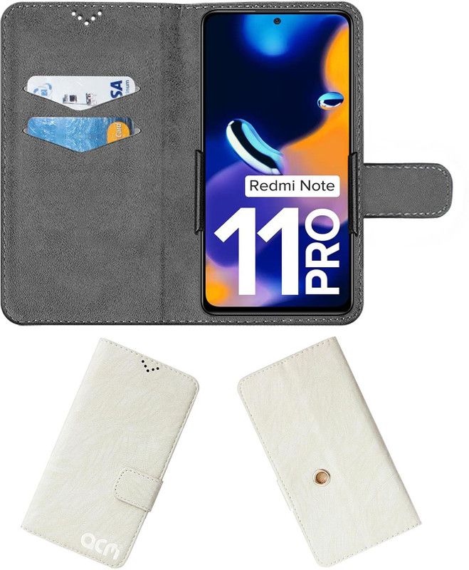 ACM Flip Cover for Redmi Note 11 Pro  (White, Cases with Holder, Pack of: 1)