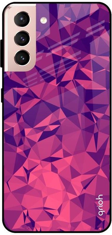 QRIOH Glass Back Cover for Samsung Galaxy S21  (Purple, Grip Case, Silicon, Pack of: 1)
