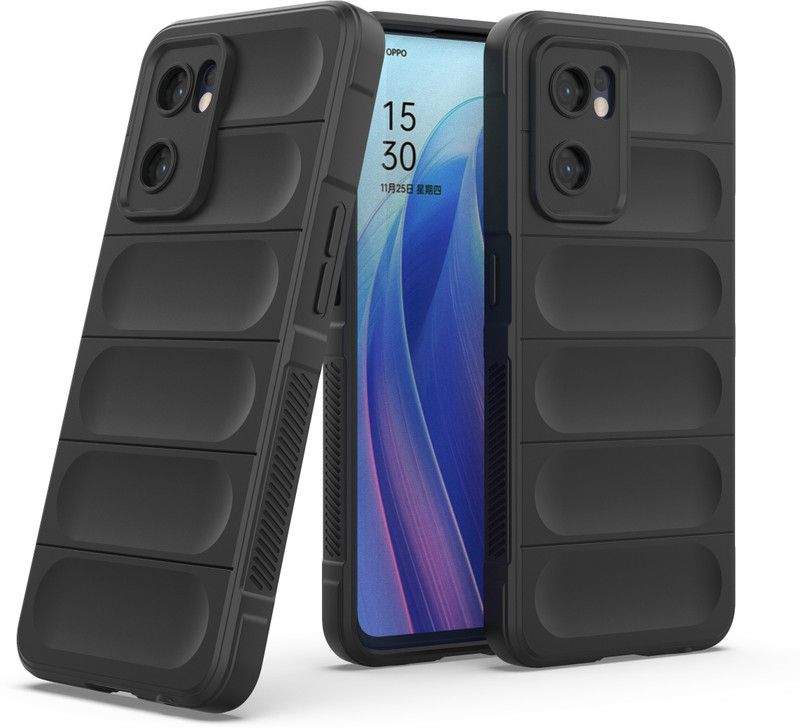 Mobile Mart Back Cover for OPPO Reno7 5G  (Black, Camera Bump Protector, Pack of: 1)