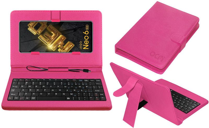 ACM Keyboard Case for Iqoo Z6 44w  (Pink, Cases with Holder, Pack of: 1)