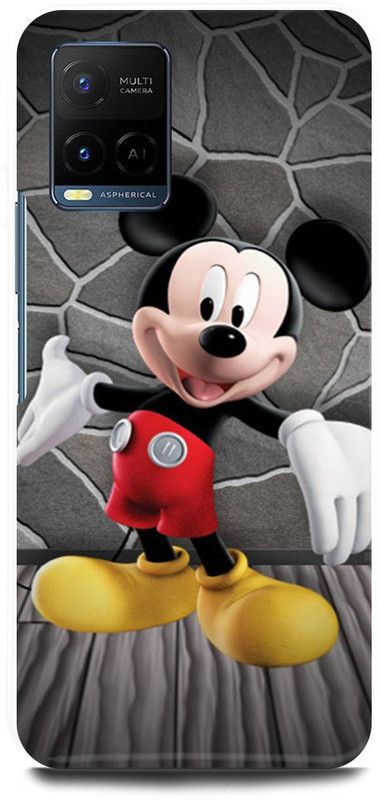 FIKORA Back Cover for Vivo Y21, V2149, MICKEY, MOUSE, ART, CARTOON, TEDDYDOLL  (Grey, Hard Case, Pack of: 1)