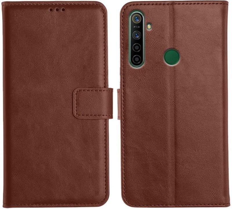 Suprimus Flip Cover for Realme 5i  (Brown, Magnetic Case, Pack of: 1)