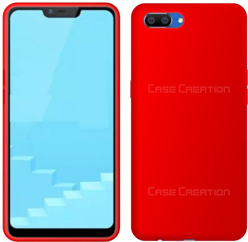 CASE CREATION Back Cover for Oppo A3s Solid Colorful Premium Feel Matte Finish  (Red, Dual Protection, Silicon, Pack of: 1)