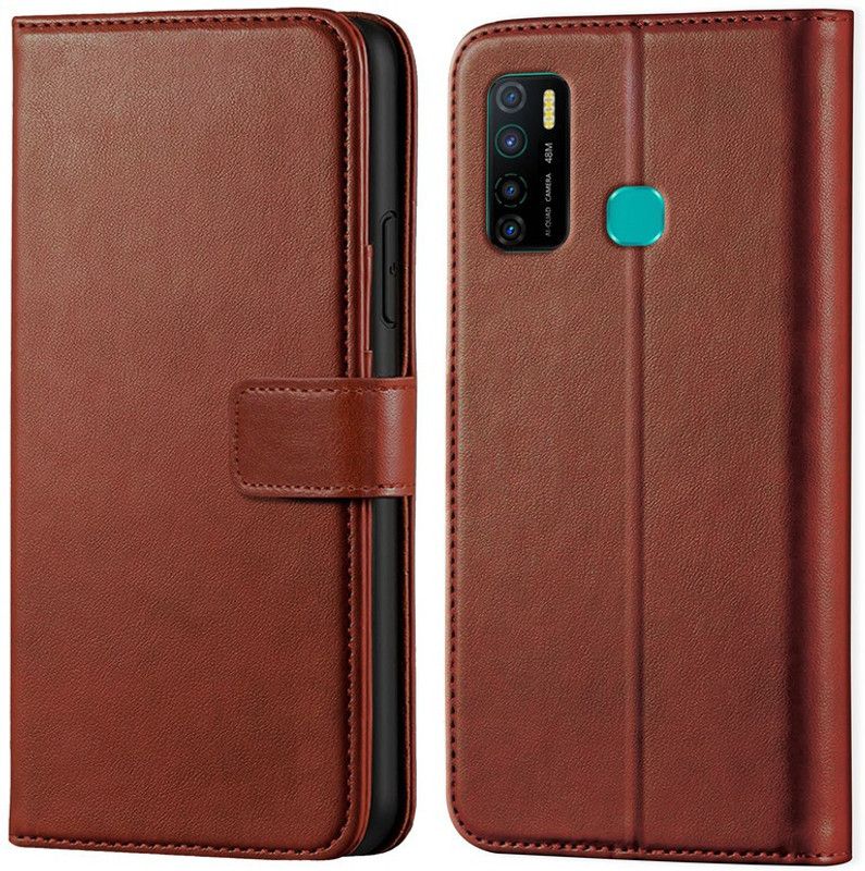 ponyta Flip Cover for Infinix Hot 9 Pro  (Brown, Dual Protection, Pack of: 1)