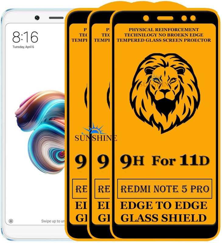 SUNSHINE Edge To Edge Tempered Glass for Mi Redmi Note 5 Pro  (Pack of 3)