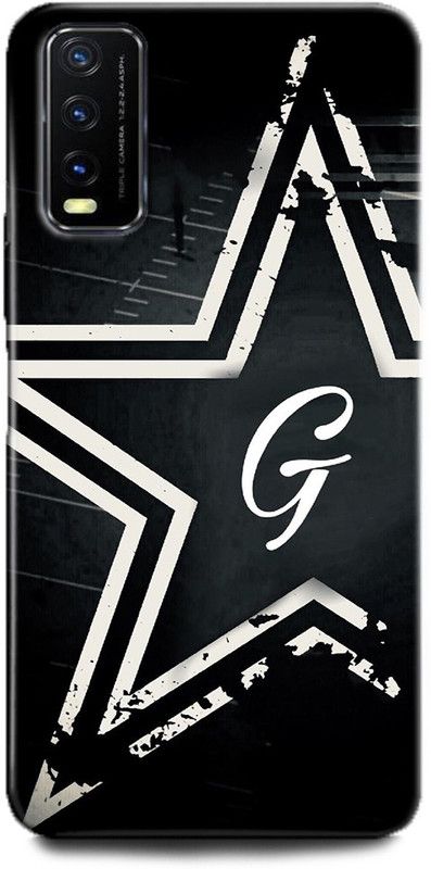 INDICRAFT Back Cover for Vivo Y12G, V2068 G, G LETTER, STAR, BLACK, ALPHABET  (Multicolor, Dual Protection)