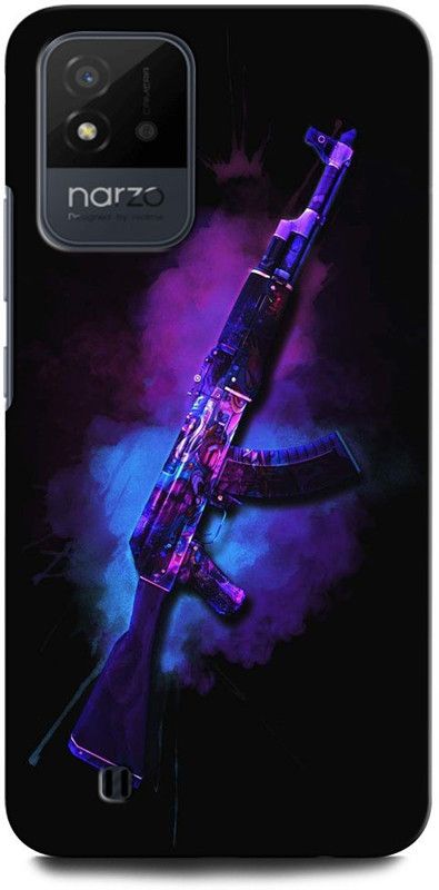 GRAFIQE Back Cover for Reame Narzo 50i  (Black, Purple, Shock Proof, Pack of: 1)