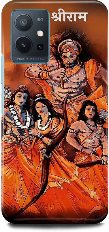 play fast Back Cover for Vivo y75 5G, V2142 JAI, SHREE, RAM, SITA, LAKSHMAN, HANUMAN, JI  (Orange, Hard Case, Pack of: 1)