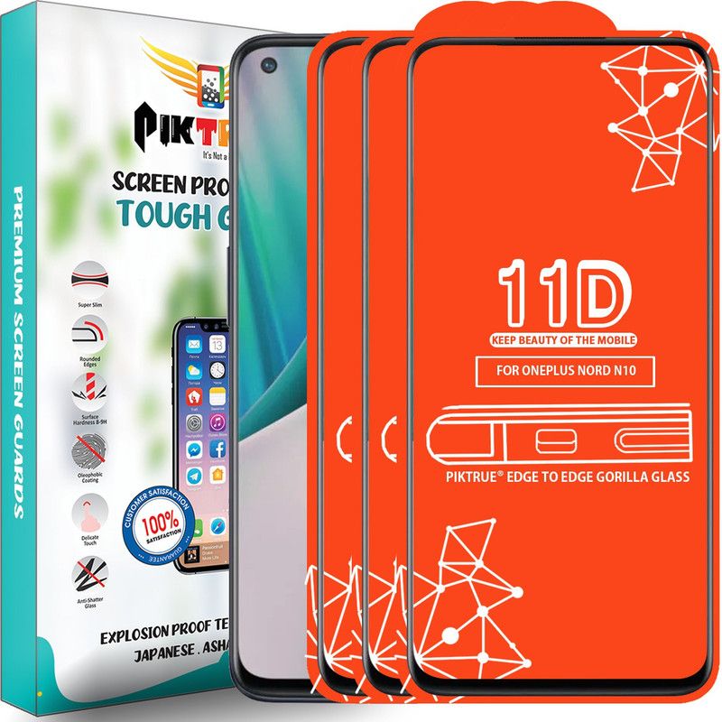 PikTrue Edge To Edge Tempered Glass for Oneplus Nord N10  (Pack of 3)