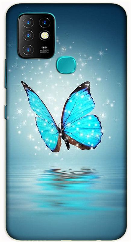 iprinto Back Cover for Infinix Hot 10 butterfly Back Cover  (Blue, Hard Case, Pack of: 1)