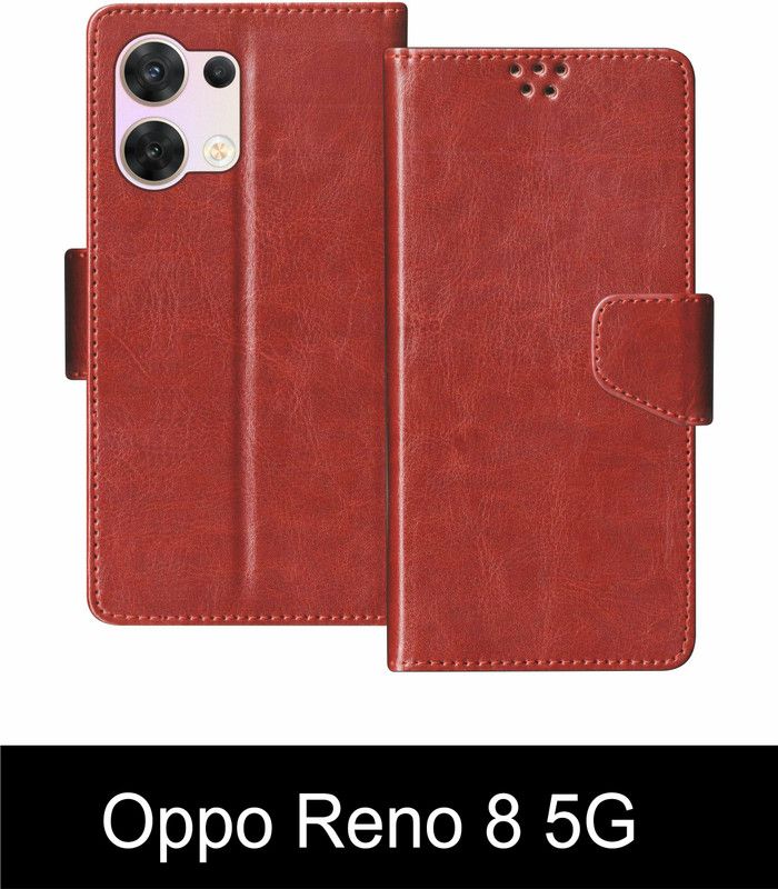 korumacase Flip Cover for Oppo Reno 8 5G  (Brown, Shock Proof, Pack of: 1)