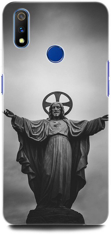 ORBIQE Back Cover for Realme 3i RMX1827 JESUS, CRIST, JESUS SAVES CROSS, GOD, LORD JESUS  (Multicolor, Hard Case, Pack of: 1)