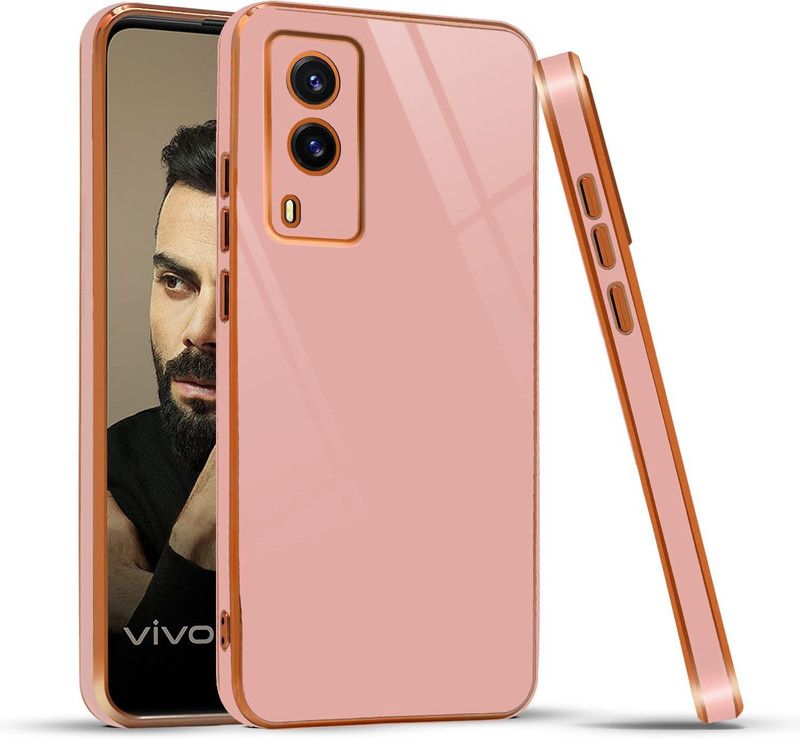 Casely Back Cover for Vivo V21E 5G |Gold Plated Frame Slim Shockproof | Soft TPU  (Pink, Flexible, Pack of: 1)