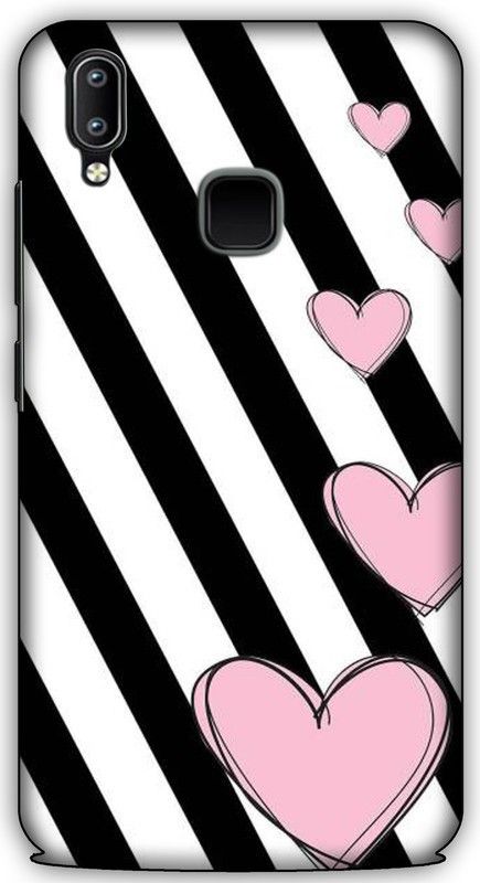 artocus Back Cover for Vivo Y93, Vivo Y93 Pink heart, black white line Printed Back Cover  (Multicolor, Hard Case, Pack of: 1)