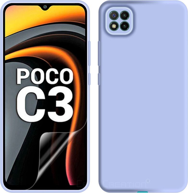 CASE CREATION Back Cover for POCO C3 Soft Premium Case Fashion Velvet Cover  (Purple, Dual Protection, Silicon, Pack of: 1)