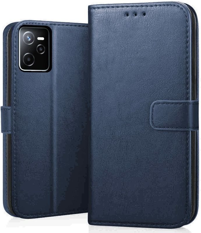 HYBEX Flip Cover for Realme Narzo 50A Prime Flip Case Wallet Stand and Shock Proof Complete Protection Flip Cover  (Blue, Cases with Holder)