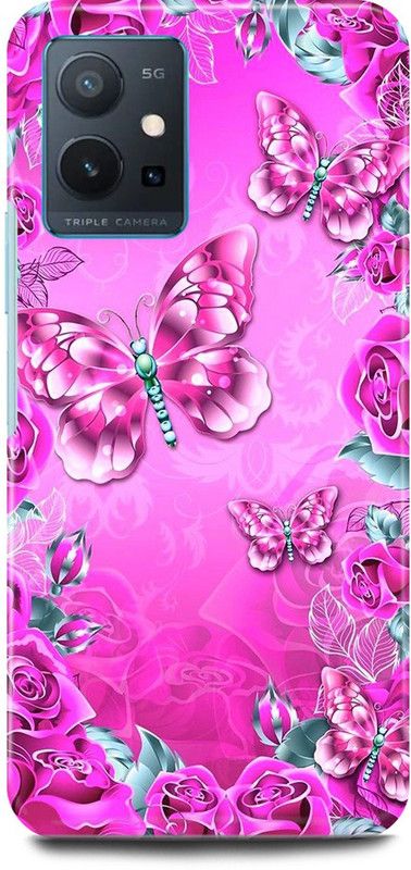 JUGGA Back Cover for OPPO K10, CPH2373, ROSE GOLDEN BUTTERFLY, CUTE BUTTERFLY , FLOWERS  (Pink, Hard Case, Pack of: 1)