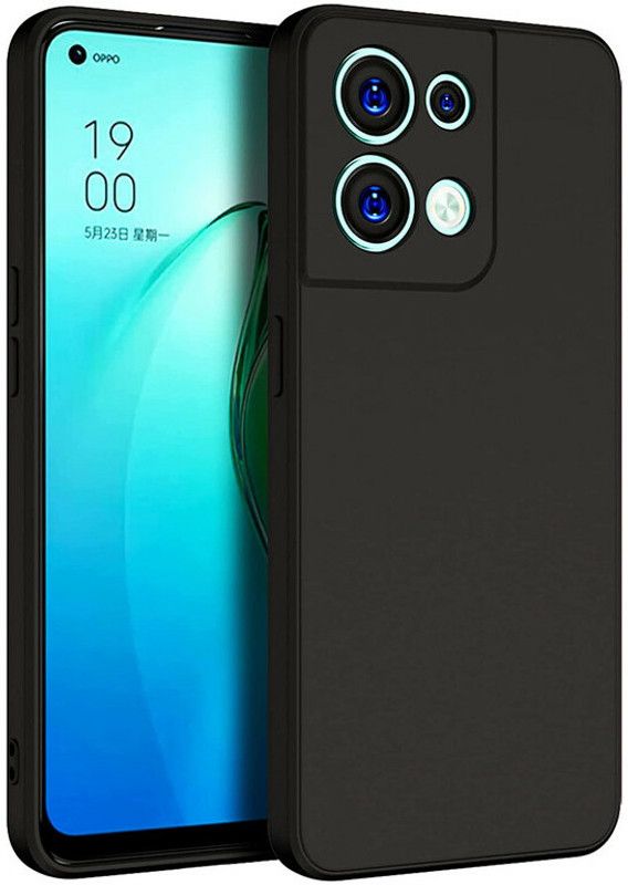 CHIRANTH Back Cover for Oppo Reno 8  (Black, Silicon, Pack of: 1)
