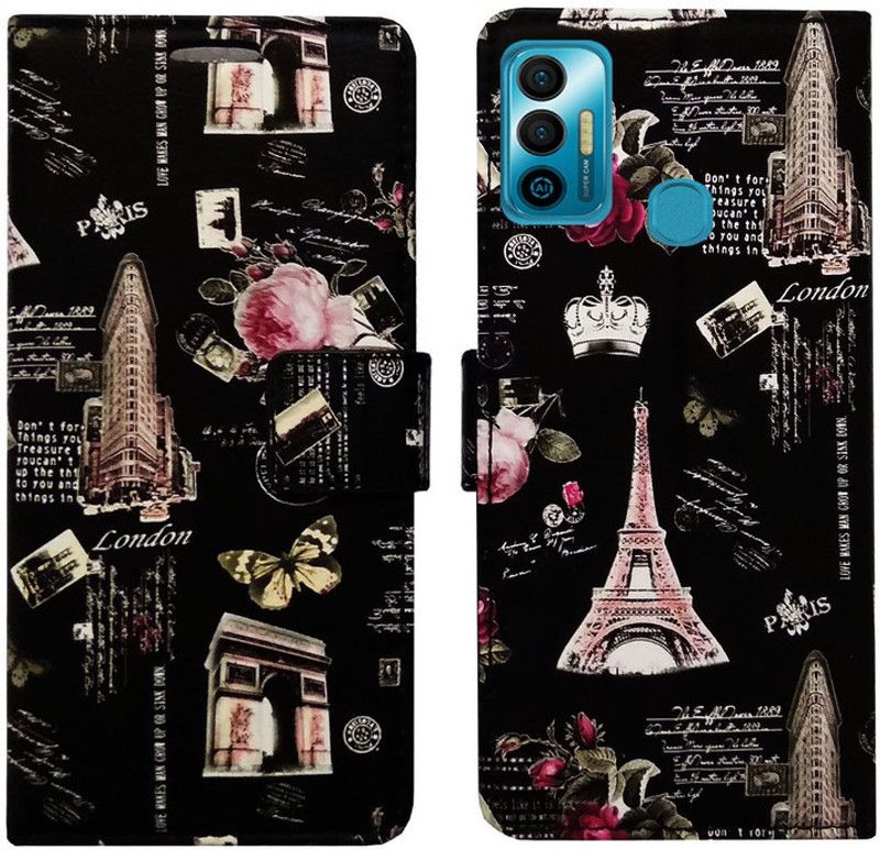 AD Enterprises Flip Cover for Tecno Spark 7  (Black, Magnetic Case, Pack of: 1)