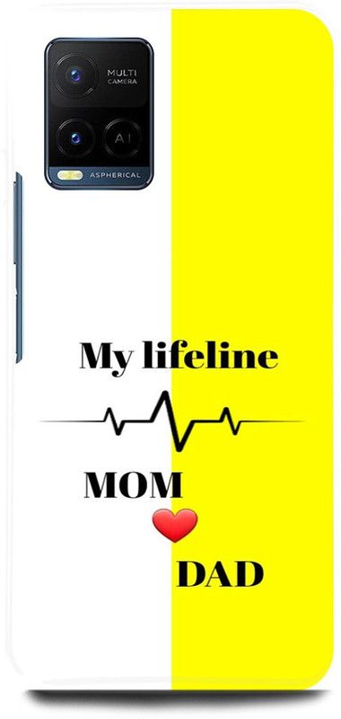 JUGGA Back Cover for Vivo Y21A, V2149, MY, LIFELINE, MOM, DAD, LOVE  (Yellow, Hard Case, Pack of: 1)