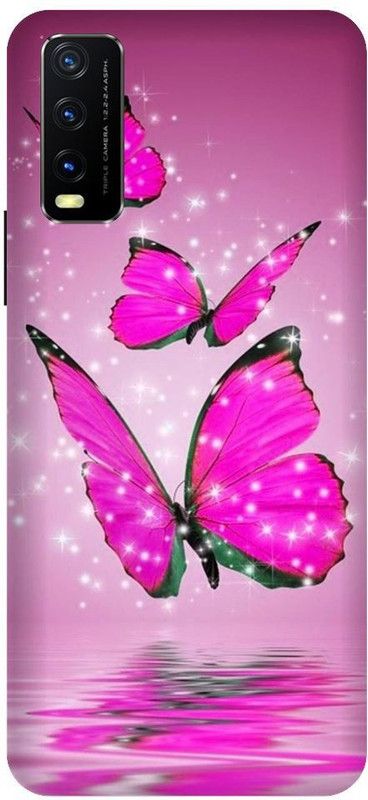 URCHIN Back Cover for Vivo Y20i Butterfly, glitters, cute,awesome, wallpapers, love, sweet, pink  (Multicolor, Shock Proof, Pack of: 1)